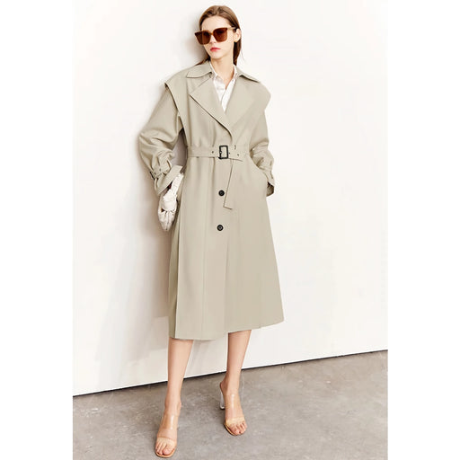 minimalist long trench coat, view 2 - MRSLM