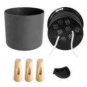 Modern self-watering planter with wooden stand, view 2 - MRSLM