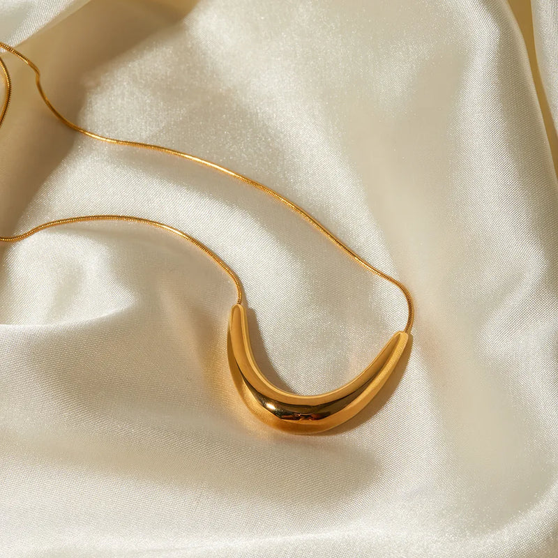 golden crescent statement necklace, view 3 - MRSLM