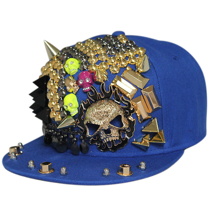 Flame skull flat brim rivet cap, view 5 - MRSLM