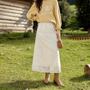 lace embroidery a-line patchwork skirt - MRSLM