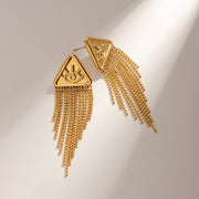 gold triangle drop earrings, view 5 - MRSLM