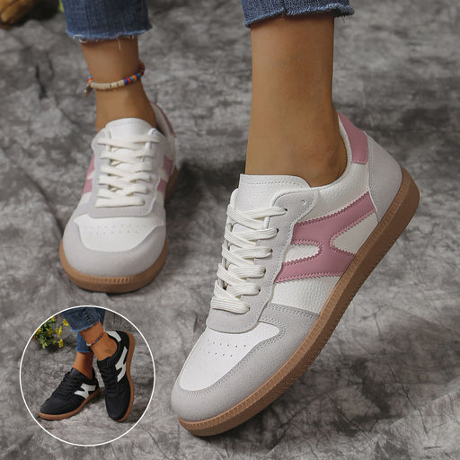 Colorblock lace-up round-toe flats - MRSLM