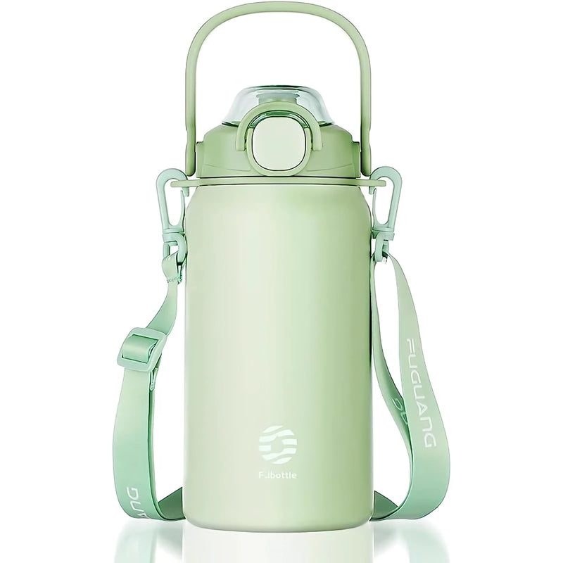 large capacity stainless steel thermos bottle with straw, view 2 - MRSLM