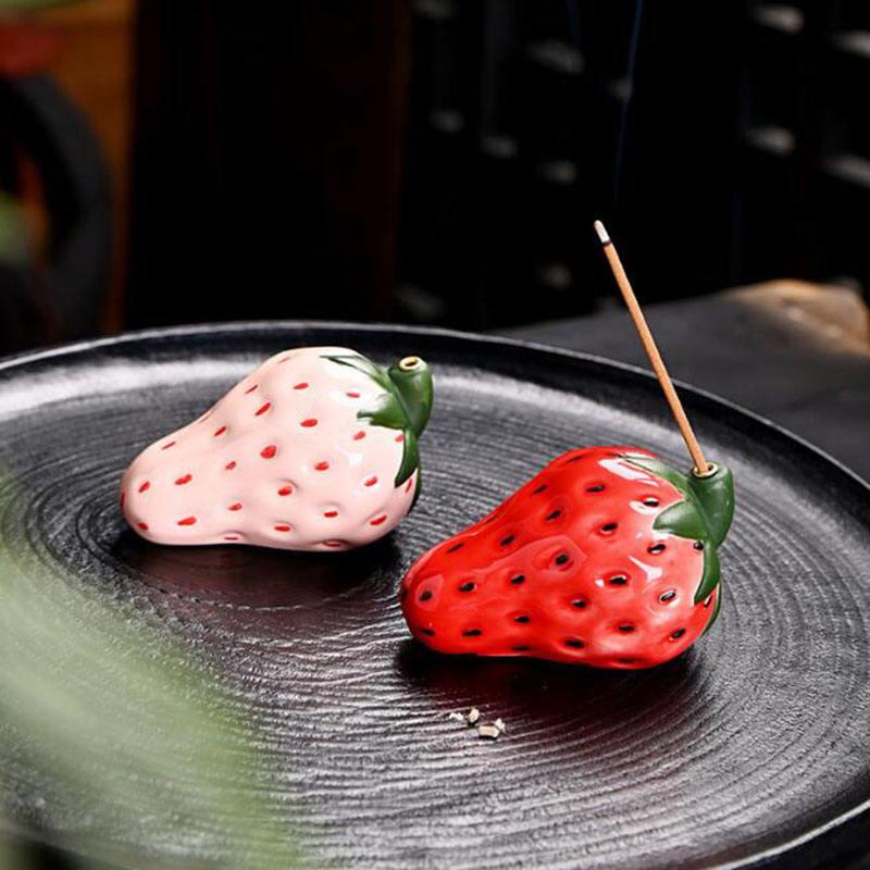 porcelain strawberry incense holder - MRSLM