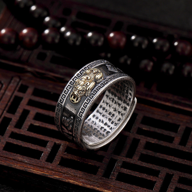 sterling silver heart sutra ring, view 5 - MRSLM