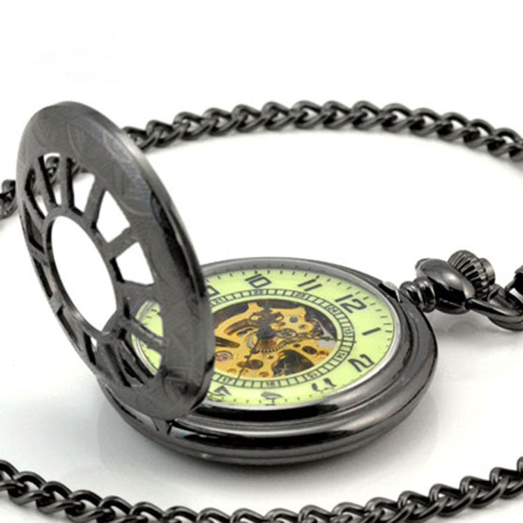 retro hollow flip mechanical pocket watch, view 3 - MRSLM