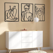 minimalist abstract woman metal wall art set, view 4 - MRSLM