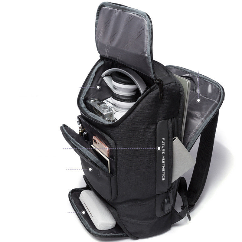 men's waterproof computer backpack, view 3 - MRSLM