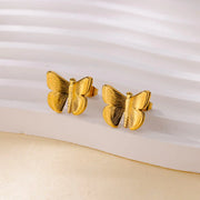 gold butterfly stud earrings, view 5 - MRSLM