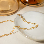Gold paper clip chain anklet, view 5 - MRSLM
