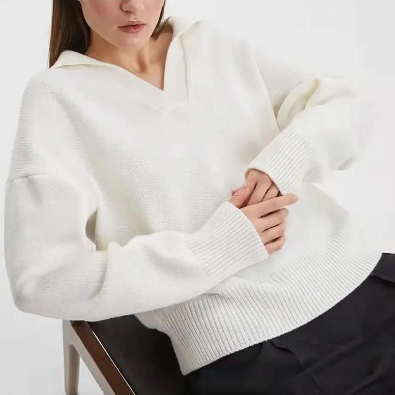 women's V-neck polo sweater, view 5 - MRSLM