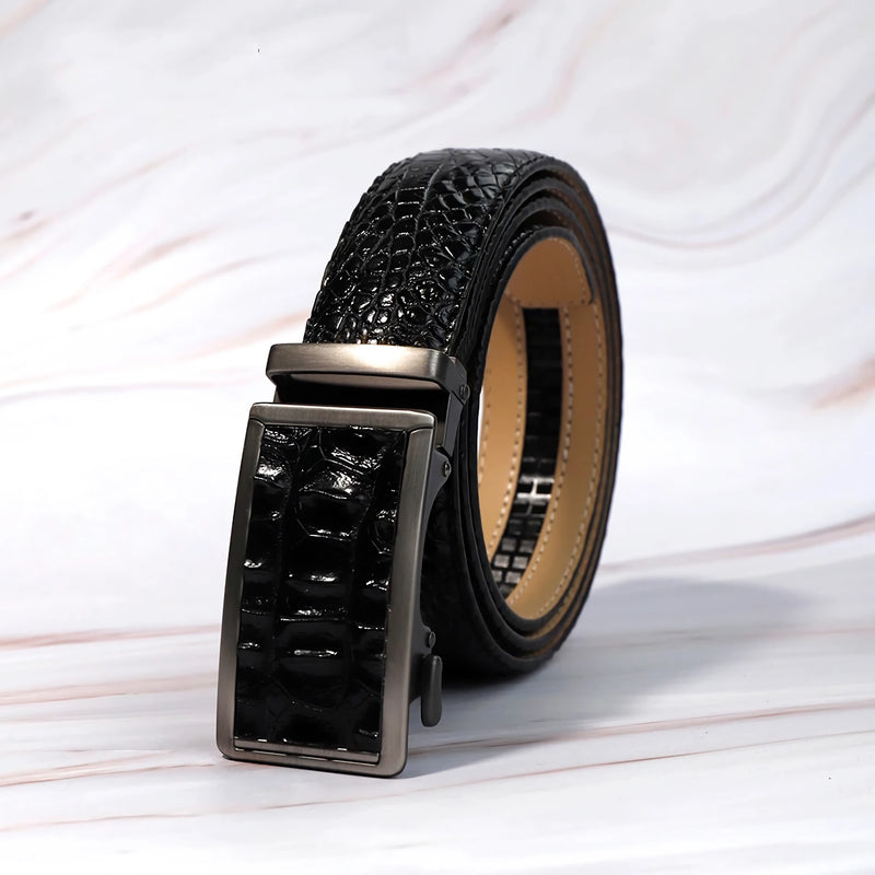 men's crocodile pattern PU belt, view 2 - MRSLM