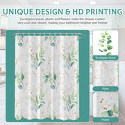 leaf pattern waterproof shower curtain, view 3 - MRSLM