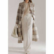 plaid double breasted long coat for women, view 2 - MRSLM