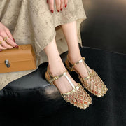 summer leather gladiator sandals with low heel, view 16 - MRSLM