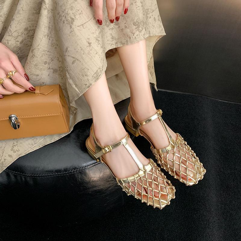 summer leather gladiator sandals with low heel, view 16 - MRSLM