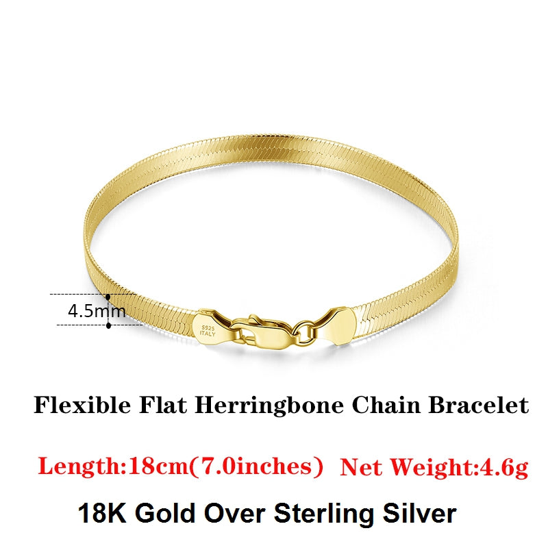 s925 silver flat snake bracelet, view 4 - MRSLM
