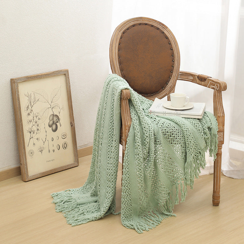 Nordic knit tassel throw blanket, view 13 - MRSLM