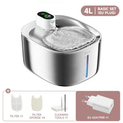 wireless stainless steel pet water fountain, view 2 - MRSLM