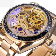 men's steel band skeleton mechanical watch, view 5 - MRSLM