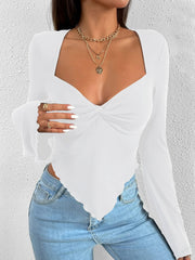 V-neck bell sleeve knit top, view 8 - MRSLM