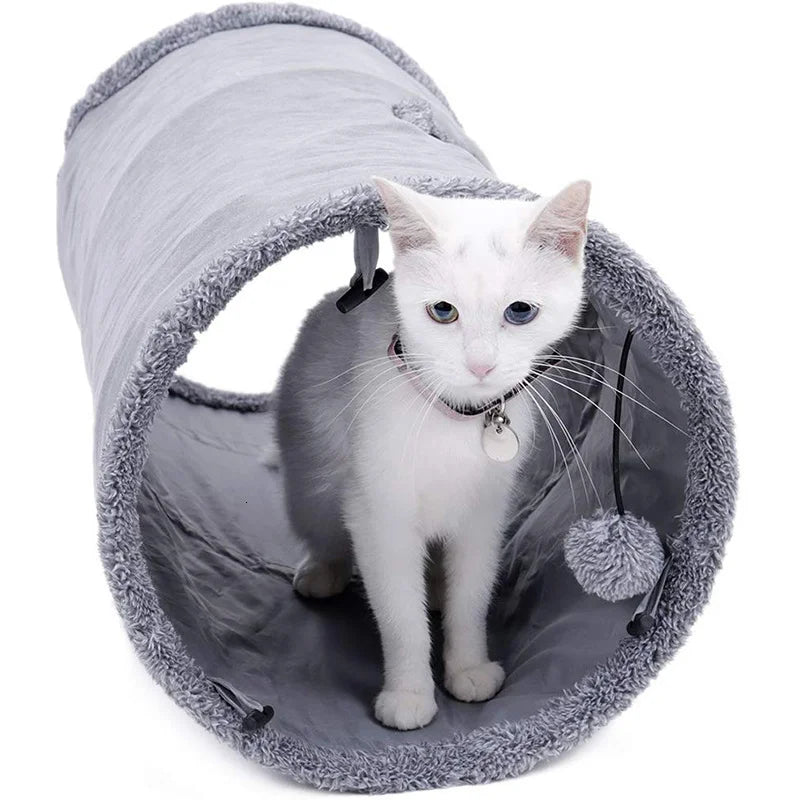 collapsible cat tunnel with crinkle suede, view 9 - MRSLM