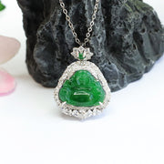 silver inlaid jade pendant, view 4 - MRSLM