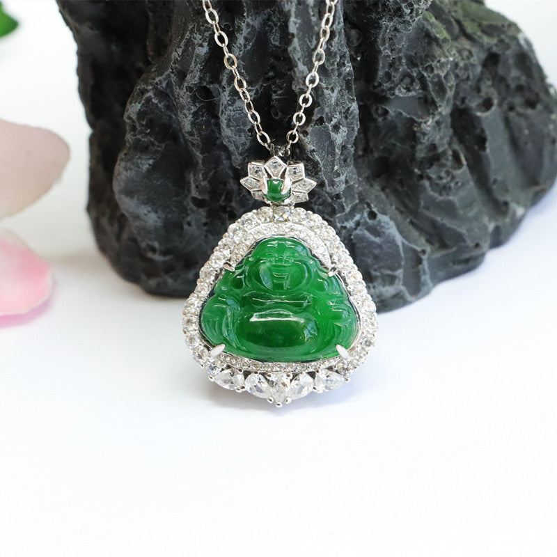 silver inlaid jade pendant, view 4 - MRSLM