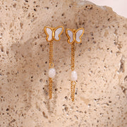 stainless steel shell butterfly stud earrings, view 4 - MRSLM