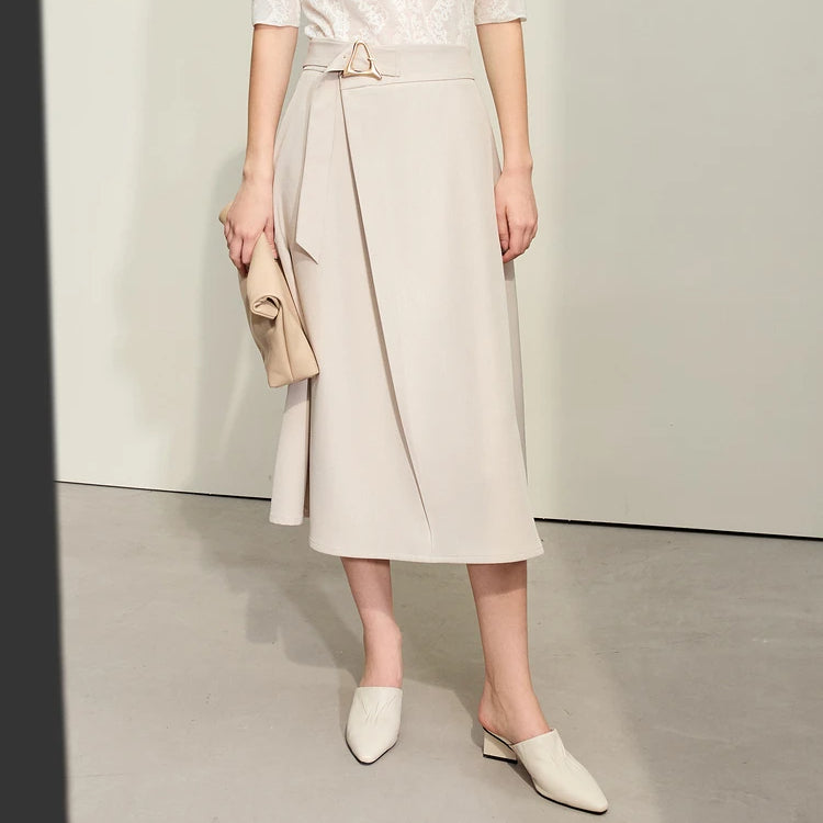 Women's A-line skirt with buckle belt - MRSLM