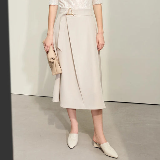 Women's A-line skirt with buckle belt - MRSLM