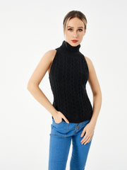 women's stretch turtleneck sweater, view 5 - MRSLM