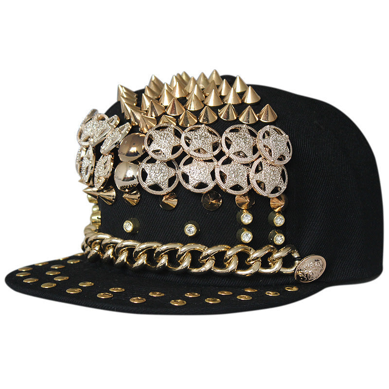 rivet flat brim cap, view 4 - MRSLM