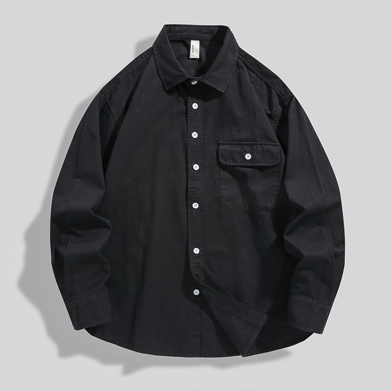 men's loose cotton shirt coat, view 6 - MRSLM