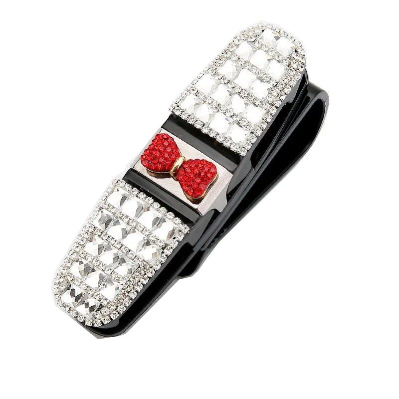 rhinestone flower car sunglass holder, view 7 - MRSLM