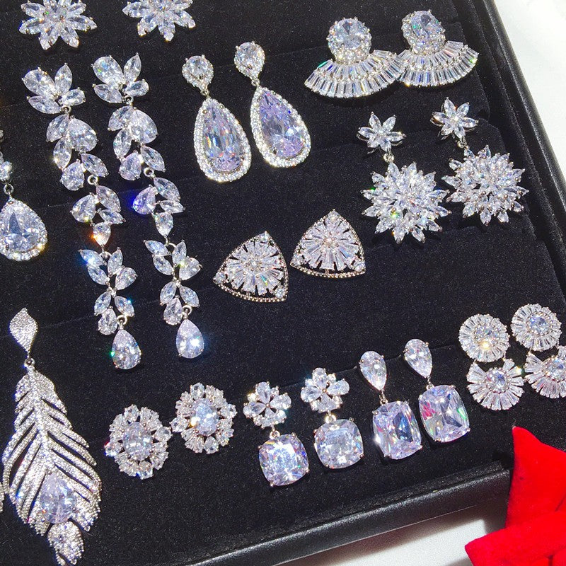 long zircon crystal tassel earrings, view 4 - MRSLM