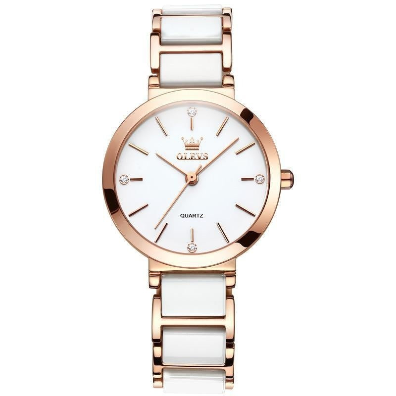 women's rose gold quartz watch, view 3 - MRSLM