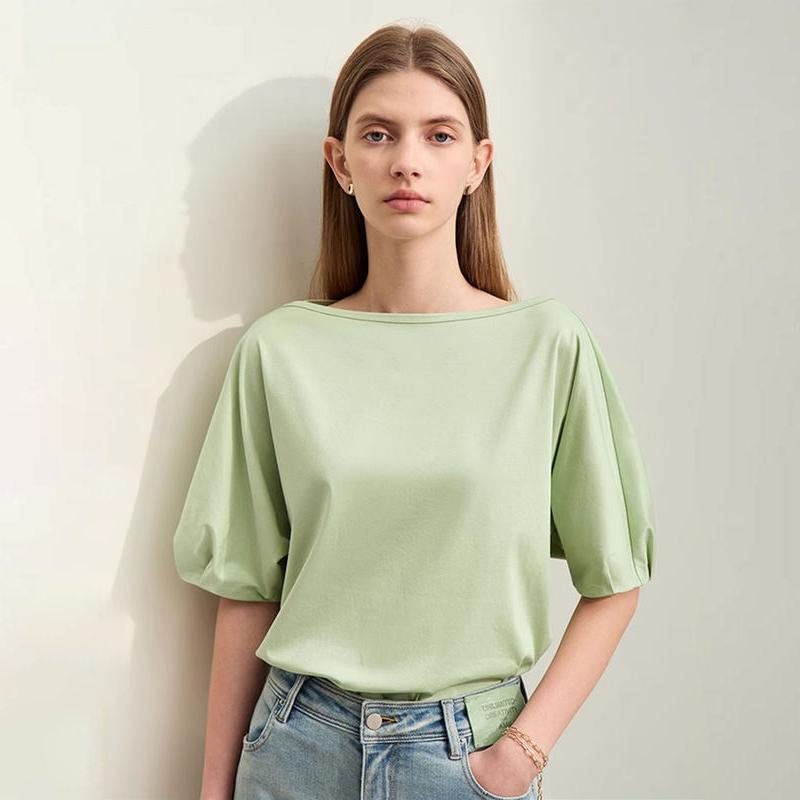 Slash neck lantern sleeve top - MRSLM