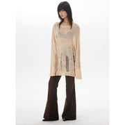 Women's round neck sweater with cut-out design, view 4 - MRSLM