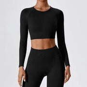 Women's ribbed long sleeve yoga crop top, view 19 - MRSLM