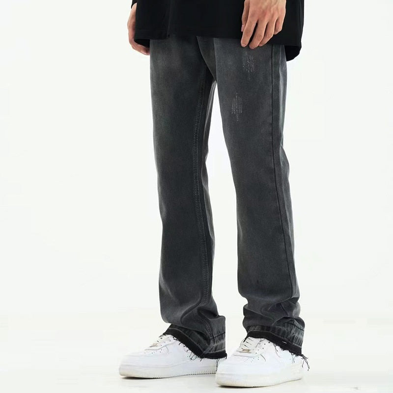 Micro Flared Fringe Worn Jeans Men's