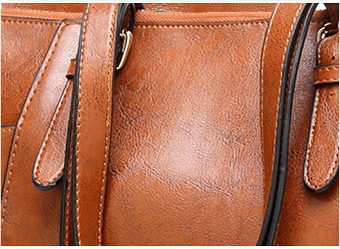 Women's large vintage PU leather tote bag, view 9 - MRSLM
