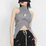 knit hollow-out sleeveless tank top - MRSLM