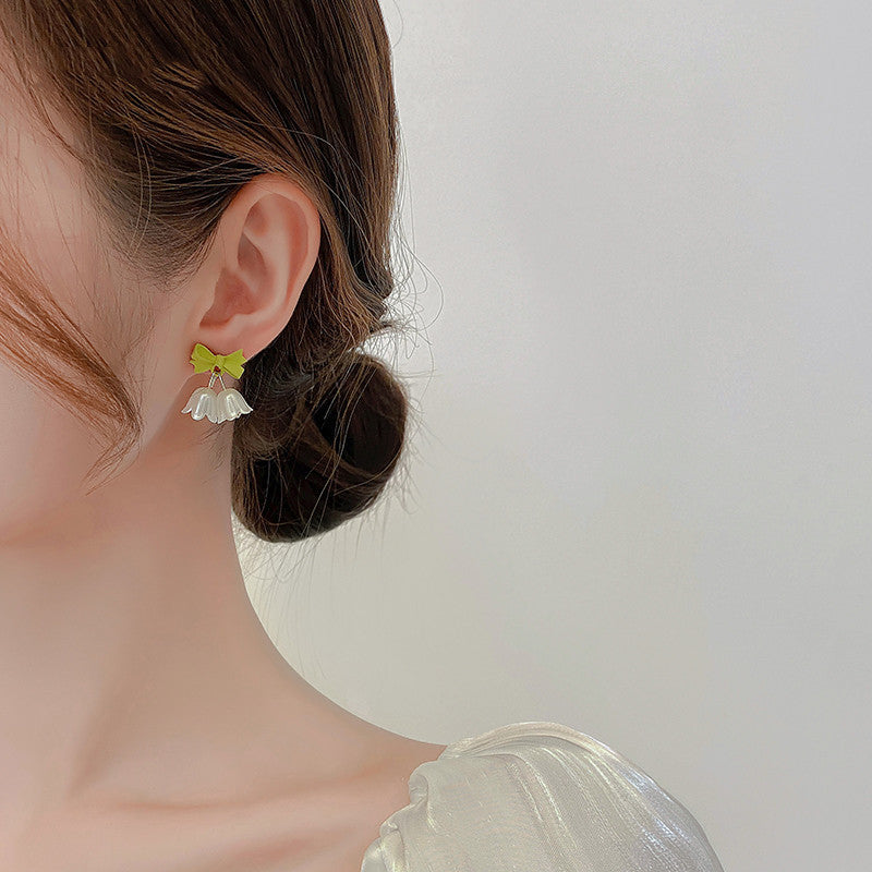 green bowknot stud earrings, view 6 - MRSLM