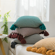 Spot plaid tassel cushion cover, view 6 - MRSLM