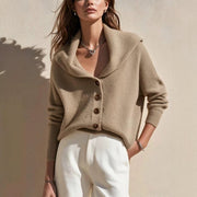 Women's shawl-collar button-front knit cardigan, view 8 - MRSLM