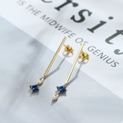 asymmetric blue zircon silver stud earrings, view 4 - MRSLM