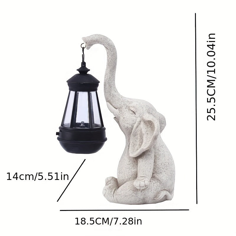 solar elephant lantern garden statue, view 7 - MRSLM
