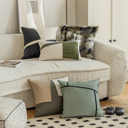 patchwork pu leather cushion cover, view 9 - MRSLM